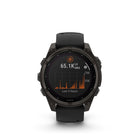 Garmin - fēnix 8 – 47 mm, saphir solaire, titane DLC gris carbone avec bracelet en silicone noir/gris galet-Performances de la batterie : jusqu'à 28 jours d'autonomie en mode montre intelligente avec charge solaire (en supposant un port toute la journée avec 3 heures par jour à l'extérieur dans des conditions de 50 000 lux) et jusqu'à 92 heures en mode GPS avec charge solaire (en supposant une utilisation continue pendant toute la durée de la batterie). période dans des conditions de 50 000 lux) — le tout a