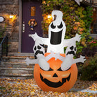 HOMCOM - 1 - 8 m Gonflable Halloween Citrouille Fantômes pour jardin-Se dégonfle pour un rangement facile (quand vous n'effrayez pas vos voisins) 