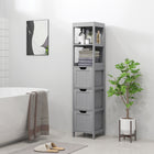Kleankin - Armoire colonne étroite autoportante pour salle de bain - gris-Le style vintage est magnifique dans la plupart des salles de bain, salons et couloirs   