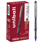 uni-ball - Stylos à bille roulante Vision Needle – 0,7 mm – bleu – paquet de 12-Stylos à bille roulante