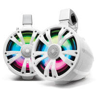 SoundExtreme - ET08 ExtremeTower Powersports - Ensemble de 2 haut-parleurs passifs câblés de 8 po, étanches à l’eau blanc-Puissance de crête 300 watts: gère une puissance de pointe allant jusqu’à 300 W (100 RMS) pour alimenter un caisson d’extrêmes graves passif de 8 pouces et un haut-parleur de 1,5 pouce pour être aussi fort que vous le voulez. hauts détails lisses et bas moyens riches pour couper le vent et le rugissement (amplificateur externe ou radio marine requis et vendu séparément)