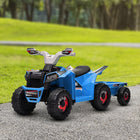 Aosom - VTT enfant à batterie 6 V avec remorque arrière - Bleu-Pédale avant, arrière et pied pour offrir une expérience de conduite réaliste  