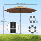 Outsunny - Parasol de marché rond pour patio - 10 pi x 8 pi - café-Convient à toute villa, jardin, cour, piscine, place, café et plus encore