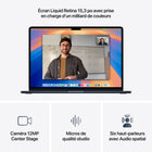 Apple - MacBook Air 15,3" avec Touch ID (2025) - Apple M4 - 24 Go RAM - 512 Go SSD - Minuit-Pavé tactile Force Touch / Capteur Touch ID