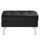 Modway - Loft Touffe Cuir végane Ottoman - Argent noir-Coussin rembourré en mousse dense
