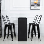 HOMCOM tabourets de bar industriels avec dossier amovible et cadre en métal - noir - paquet de 4-Trou de poignée au centre pour un transport facile et barre repose-pieds 
