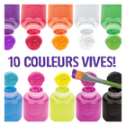Peinture pour projets néon lavable Crayola, ensemble de 10-Fournitures de peinture sécuritaires et non toxiques pour enfants, 3 ans et plus