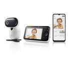 Motorola - Moniteur bébé vidéo PIP1510 Connect Wi-Fi motorisé - Blanc-Panoramique, inclinaison et zoom à distance - Déplacez la caméra à partir du moniteur parent pour voir ce que fait votre bébé