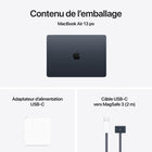 Apple - MacBook Air 13,6" avec Touch ID (2025) - Apple M4 - 24 Go RAM - 512 Go SSD - Minuit - Français-2 ports Thunderbolt / USB 4