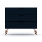 Manhattan Comfort - Rockefeller commode moderne mi-siècle 35,24" - tatiana bleu minuit-Commode Mid-Century Modern pour chambre