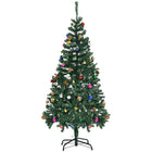 HOMCOM - Arbre de Noël de 5FT support métallique pour intérieur saisonnier vacances-Feuilles en PVC ignifuge respectueuses de l'environnement pour donner un aspect plein et luxuriant à l'arbre  