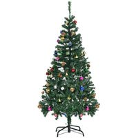 HOMCOM - Arbre de Noël de 5FT support métallique pour intérieur saisonnier vacances-Feuilles en PVC ignifuge respectueuses de l'environnement pour donner un aspect plein et luxuriant à l'arbre  