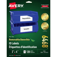 Avery 6468 Étiquettes polyvalentes, amovibles, blanches, laser/jet d'encre, 2" x 4", 120/pqt-Enlevez, réutilisez ou déplacez facilement!