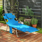 Outsunny chaise de bronzage avec ouverture pour le visage - chaise longue pliante à 5 niveaux - bleu-Coussin doux pour plus de confort