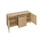 Manhattan Comfort - Buffet moderne mi-siècle Sheridan 150 cm avec rangement - Finition Nature-Recommandé pour un écran de télévision de 55 pouces Fonctionne avec 2 ouvertures pour la gestion des câbles et des fils