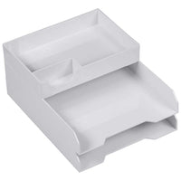JAM Paper - Ensemble de plateaux de rangement de bureau empilables – 1 plateau supérieur et 2 plateaux à courrier – Blanc-Ensemble de bureau complet avec plateaux à papier empilables | Couleur blanche
