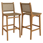 Modway - Rowe Terrasse extérieure Bois de teck Chaises de bar Ensemble de 2 - Naturel-Ensemble de 2 tabourets à hauteur de guidon