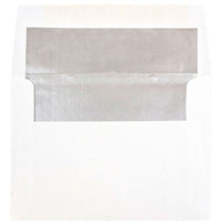  JAM Paper Enveloppes d'invitation A6 doublées d'aluminium - 4,75 x 6,5 po - Blanc avec feuille d'argent - paquet de 50-Couleur : blanc avec doublure en feuille d'argent, La feuille donne à l’enveloppe une brillance naturelle