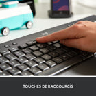 Logitech - Signature K650 Clavier sans fil Ergonomique Entier avec Repose-Poignets - Graphite-Connectez-vous comme vous voulez : connection sans fil via la technologie sans fil BLE (Bluetooth Low Energy) ou via le récepteur Logi Bolt inclus