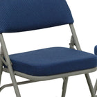 Chaise pliante HERCULES à triple entretoise et double charnière en métal et tissu marine-Cadre incurvé à triple entretoise et double charnière