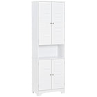 HOMCOM - Armoire de rangement de salle de bain avec double porte et porte-papier toilette - blanc-Fabriqué en MDF de grade P2, durable et facile à nettoyer   