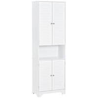 HOMCOM - Armoire de rangement de salle de bain avec double porte et porte-papier toilette - blanc-Fabriqué en MDF de grade P2, durable et facile à nettoyer   