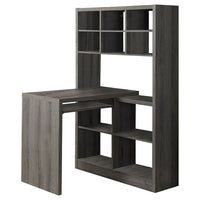 Monarch Specialties - 7041 Bureau - Taupe Fonce De Coin Cote Droit Ou Gauche-Ensemble bureau-bibliothèque en forme de L, de conception contemporaine et durable, avec étagères de rangement, dans un stratifié aspect bois brun taupe sophistiqué, avec finition sur tous les côtés.
