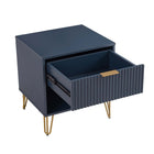 Manhattan Comfort - DUMBO Table de nuit moderne 1 tiroir 51 cm - Bleu Minuit - Lot de 2-Parfait pour le rangement de chevet, les lampes ou les objets de décoration