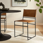 Modway - Thatcher Cuir et métal Chaise à manger - Tan-Nivelleurs réglables