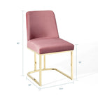 Modway - Amplify Base de traîneau Performance Velvet Fauteuil d’appoint de salle à manger - Rose Poussiéreuse d’Or-Rembourrage en velours polyester Performance