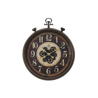 Monarch Specialties - Horloge - 24 po Rond - Mécanisme D'Engrenage - Horloge Murale - Brun - Traditionnel-Cette horloge murale ronde d'inspiration industrielle de 24 pouces, de style montre à gousset, avec un mécanisme d'engrenage unique, améliore instantanément le décor d'une maison traditionnelle