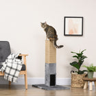 PawHut - Griffoir pour chat, grattoir de 31 po de haut pour chats d’intérieur - gris-Le poteau supérieur enveloppé de jute protège les meubles des griffures 