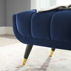 Modway - Adept 47.5" Performance Velvet Banc - Bleu Minuit-Cadre en bois de bouleau noir écarté