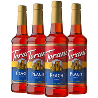 Torani - Sirop pêche -750 mL - paquet de 4-Plus que simple café : Idéal pour les lattes, les frappes, les thés glacés, les cafés glacés, les sodas artisanaux, les limonades, les cocktails, les desserts et autres boissons mélangées congelées