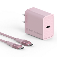 Scosche -  chargeur rapide USB-C PowerVolt Power Delivery 20 watts avec câble tressé de recharge USB-C 1,8 m - rose-Le chargeur 20 watts Power Delivery USB-C offre la recharge rapide.