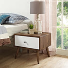 Modway - Transmit Table de chevet, Blanc noyer-Stratifié lisse à grain de bois