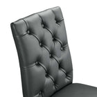 Modway - Duchess Bouton touffé Cuir végane Chaise à manger - Gris-8