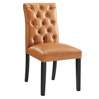 Modway - Duchess Bouton touffé Cuir végane Chaise à manger - Tan-Chaise de salle à manger à touffes boutonnées