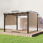 Outsunny - auvent de pergola rétractable 10 pi l x 12 pi L - brun clair-Le design à fentes permet de fixer l’auvent en position