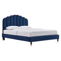 Modway - Daisy Performance Velvet Lit plateforme Queen, Marine-Lit queenne moderne vintage