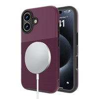 AXS - PROTech Plus MagSafe Compatible Sleek Dual-layered Anti-Shock Case for Apple iPhone 16 - Sangria-Résistant aux chutes jusqu’a 10 pieds