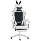 HOMCOM - Chaise de gamer inclinable avec repose-pieds - noir-Oreilles de chat et de lapin ajoutent une touche ludique et amusante