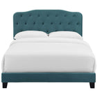 Modway - Amelia Performance Velvet Lit Queen, Bleu de mer-Sommier requis (non inclus)