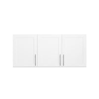 Prepac - Rangement mural Elite 54 po avec portes à panneaux, cabinet de salle de bains avec 1 étagère ajustable - Blanc-Poignées élégantes en métal brossé