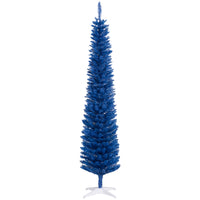 HOMCOM - Sapin de Noël artificiel fin - sapin de Noël crayon - bleu profond-Le sapin de Noël artificiel a une forme fine et élancée 
