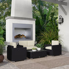 Outsunny - Ensemble de meubles de patio de 4 pièces, crème-Housses de coussin en tissu polyester résistant à l'eau pour un nettoyage facile