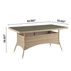 Manhattan Comfort - Table de salle à manger d'extérieur moderne Genoa 160 cm - Tressage couleur naturel tan-Inclure un plateau de table en verre trempé amovible de 5 mm