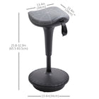 Vinsetto - Tabouret oscillant sans dossier à hauteur réglable - gris-Vérin à gaz haut de gamme et base antidérapante assurent des réglages fluides et sécurisés