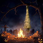 HOMCOM - Momie suspendue grandeur nature 6 pi avec activation sonore par contact - jaune-vert-Couleur : jaune-vert 