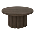 Hudson&Canal - Table basse ronde cannelée Olie - 32 po l - Chêne brun-Un design contemporain d'inspiration scandinave pour votre salon, votre bureau et plus encore